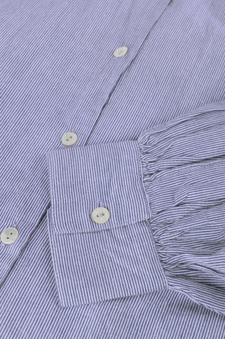 lichtblauwe by-bar blouses sarah short pin stripe blouse