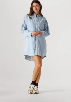 lichtblauwe calvin klein mini jurk tencel loose shirt denim dress