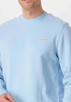 lichtblauwe calvin klein trui calvin klein label crew neck
