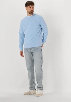 lichtblauwe calvin klein trui calvin klein label crew neck