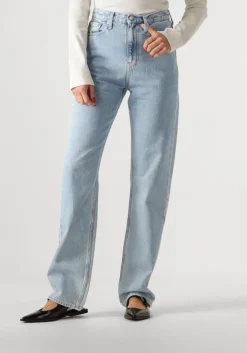 lichtblauwe calvin klein straight leg jeans high rise straight