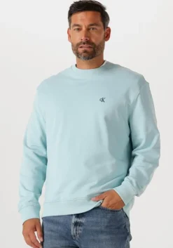 lichtblauwe calvin klein sweater ls eu 350terry monogram cn sweat