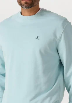 lichtblauwe calvin klein sweater ls eu 350terry monogram cn sweat