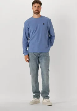 lichtblauwe calvin klein trui ls waffle badge crewnk tee