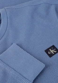 lichtblauwe calvin klein trui ls waffle badge crewnk tee