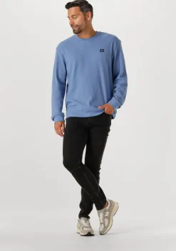 lichtblauwe calvin klein trui ls waffle badge crewnk tee