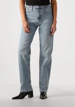 lichtblauwe calvin klein straight leg jeans high rise straight