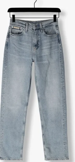 lichtblauwe calvin klein straight leg jeans high rise straight