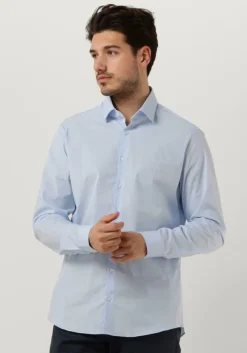 lichtblauwe calvin klein klassiek overhemd poplin stretch slim shirt