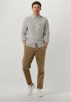 lichtblauwe cast iron casual overhemd long sleeve shirt jersey stripe with structure