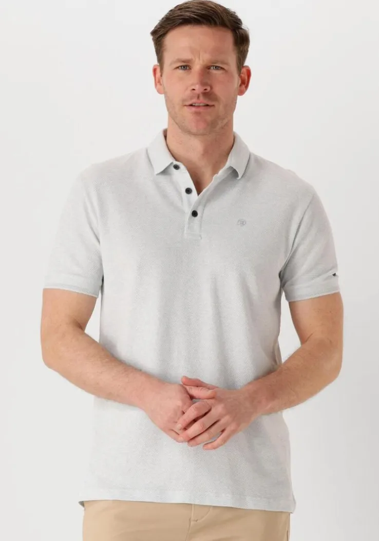 lichtblauwe cast iron polo short sleeve polo popcorn jersey melange