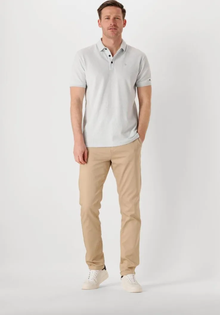 lichtblauwe cast iron polo short sleeve polo popcorn jersey melange