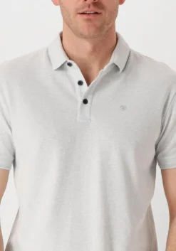 lichtblauwe cast iron polo short sleeve polo popcorn jersey melange