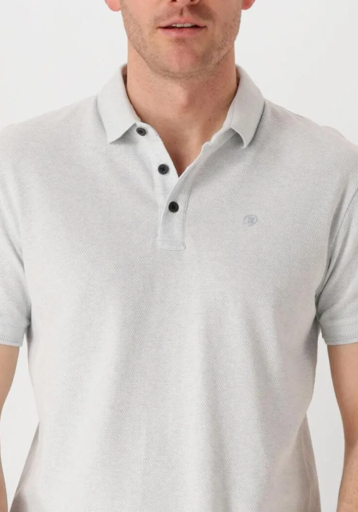 lichtblauwe cast iron polo short sleeve polo popcorn jersey melange