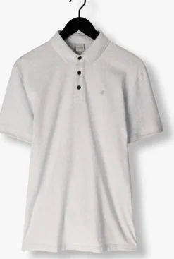 lichtblauwe cast iron polo short sleeve polo popcorn jersey melange