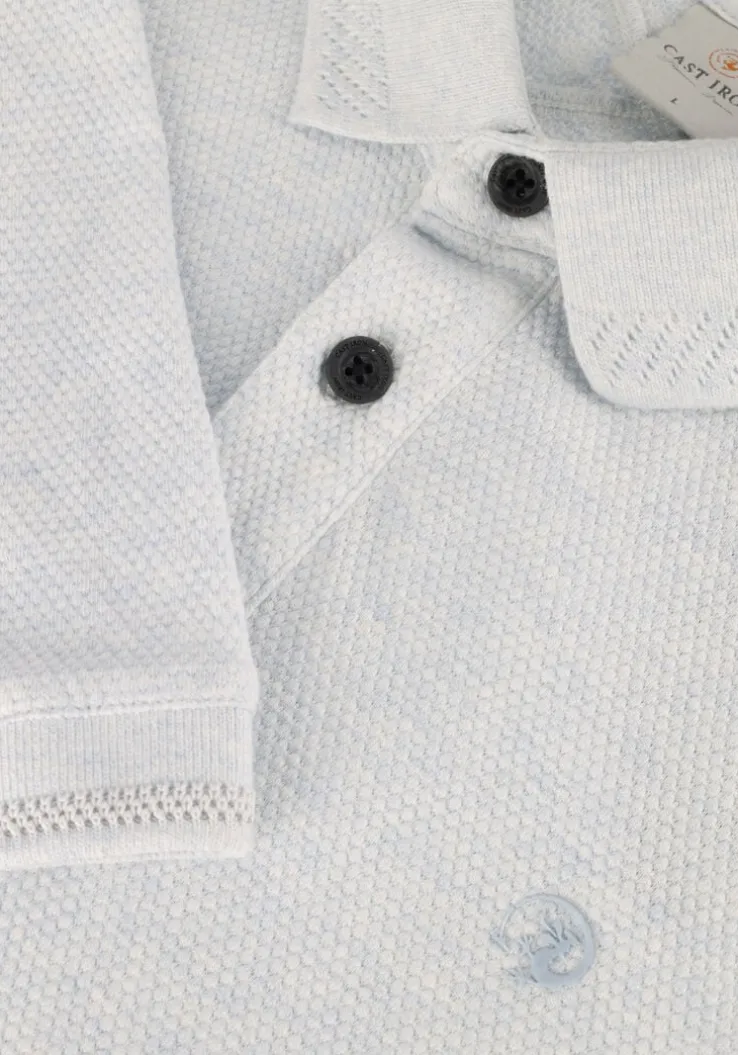 lichtblauwe cast iron polo short sleeve polo popcorn jersey melange