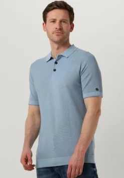 lichtblauwe cast iron polo short sleeve polo cotton modal