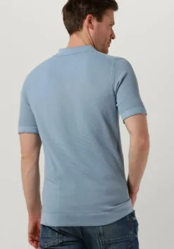 lichtblauwe cast iron polo short sleeve polo cotton modal