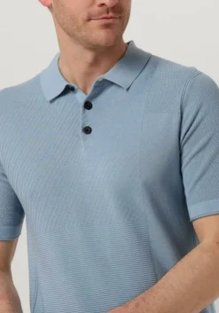 lichtblauwe cast iron polo short sleeve polo cotton modal