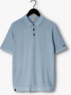 lichtblauwe cast iron polo short sleeve polo cotton modal