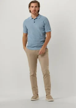 lichtblauwe cast iron polo short sleeve polo cotton modal