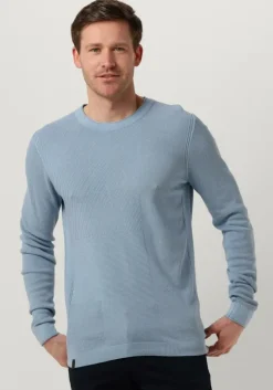 lichtblauwe cast iron trui crewneck cotton modal