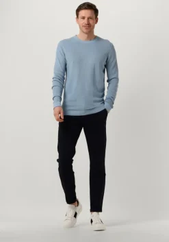 lichtblauwe cast iron trui crewneck cotton modal