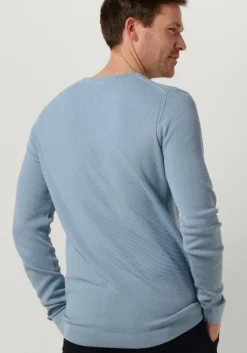 lichtblauwe cast iron trui crewneck cotton modal