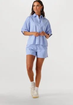 lichtblauwe catwalk junkie korte broek pull on striped short