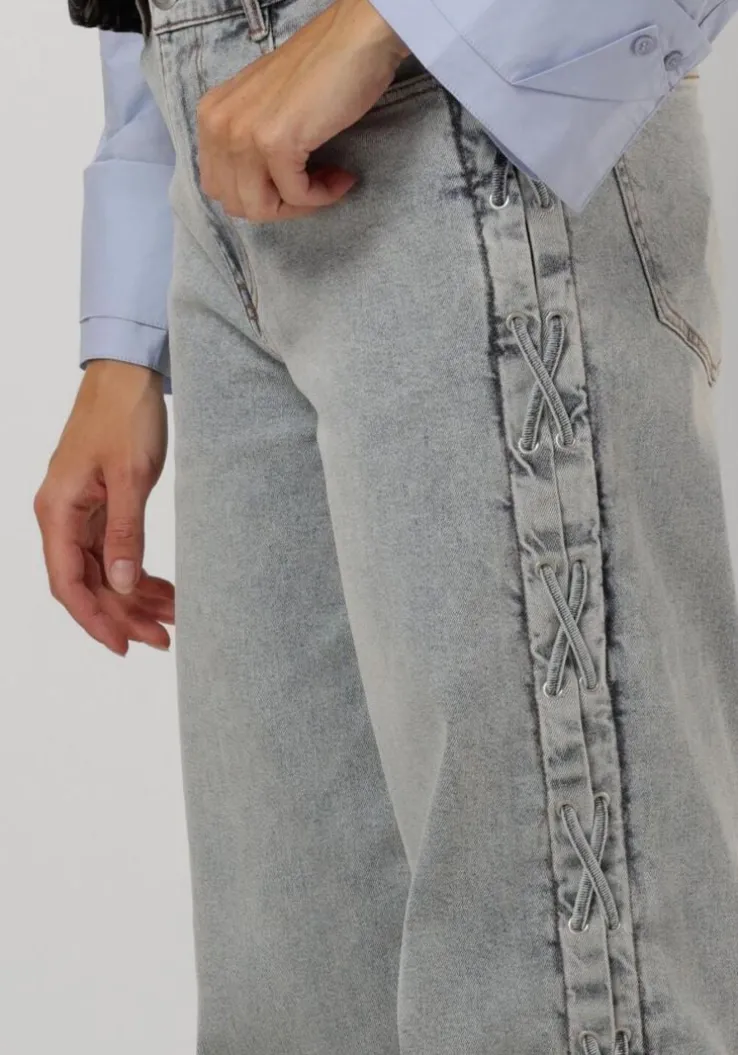 lichtblauwe catwalk junkie wide jeans loose fit jeans with lace detail