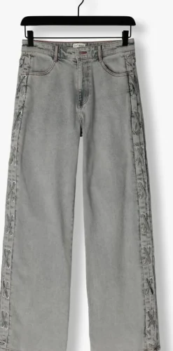 lichtblauwe catwalk junkie wide jeans loose fit jeans with lace detail