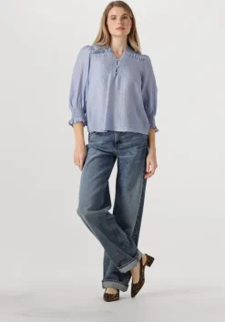 lichtblauwe co'couture blouses charliecc frill ss shirt