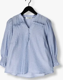 lichtblauwe co'couture blouses charliecc frill ss shirt