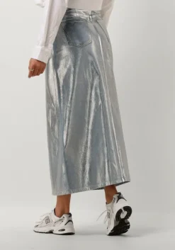 lichtblauwe co'couture maxirok foil denim skirt
