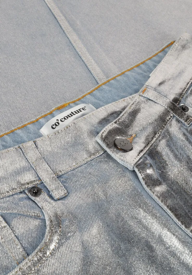 lichtblauwe co'couture maxirok foil denim skirt