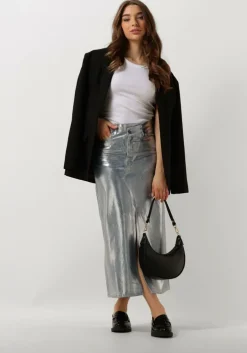 lichtblauwe co'couture maxirok foil denim skirt