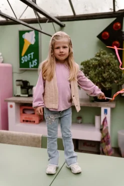 lichtblauwe daily7 flared jeans 2400 flared fit embroderie