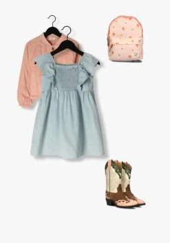 lichtblauwe daily7 mini jurk ruffle dress sleeveless