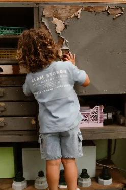 lichtblauwe daily7 t-shirt t-shirt structure print