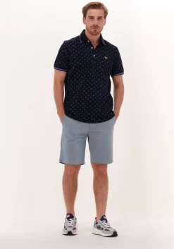 lichtblauwe dstrezzed korte broek jogger shorts twill knit