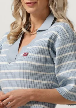 lichtblauwe esmé studios midi jurk aura polo dress knit