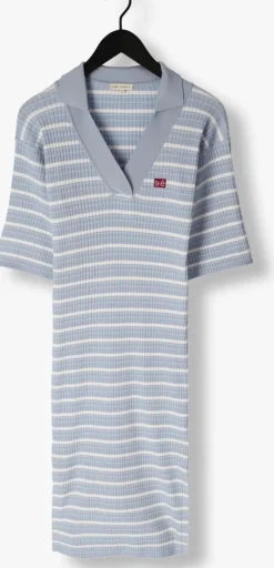 lichtblauwe esmé studios midi jurk aura polo dress knit