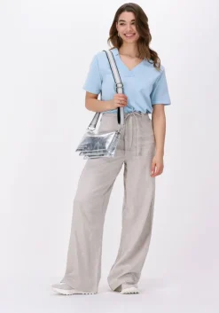 lichtblauwe esmé studios top mae 2/4 loose polo blouse knit