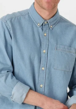 lichtblauwe forét casual overhemd hornet chambray shirt