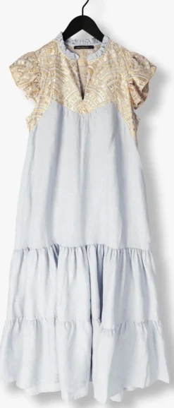 lichtblauwe greek archaic kori maxi jurk 231097
