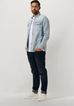 lichtblauwe g-star raw casual overhemd dakota slim shirt l/s