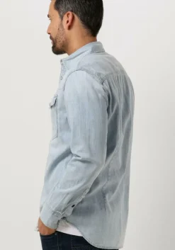 lichtblauwe g-star raw casual overhemd dakota slim shirt l/s
