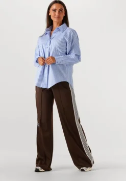 lichtblauwe haute l'amitié blouses bow candy twist stripe shirt