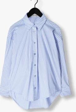 lichtblauwe haute l'amitié blouses bow candy twist stripe shirt