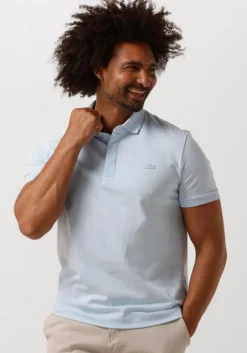 lichtblauwe lacoste polo regular fit cotton blend polo shirt